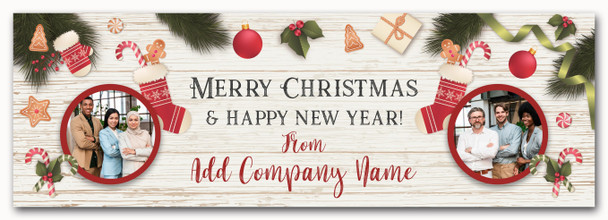 Personalised Party Banner For Christmas Party Company Photo Stocking Wood