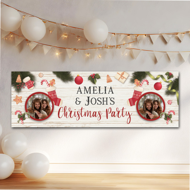 Personalised Party Banner For Christmas Party Photo Stocking Wood