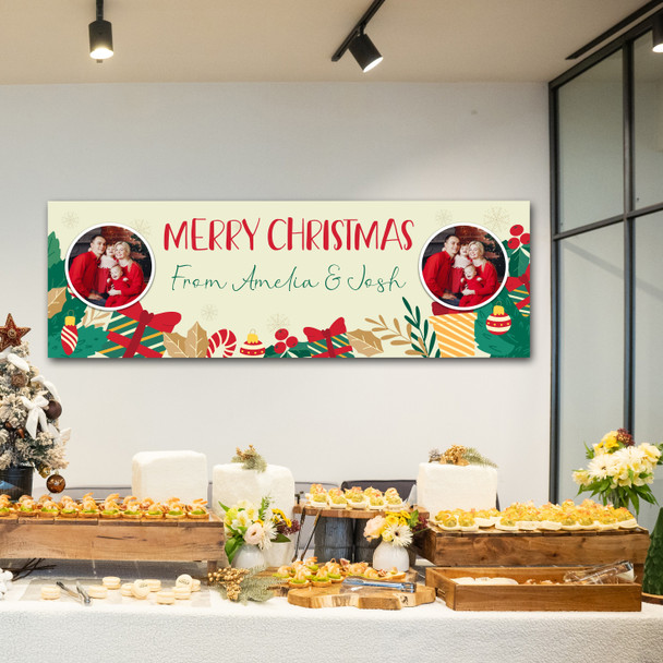 Personalised Party Banner For Christmas Photo Gift Green
