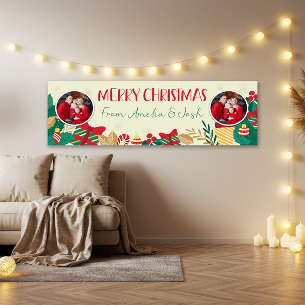 Personalised Party Banner For Christmas Photo Gift Green