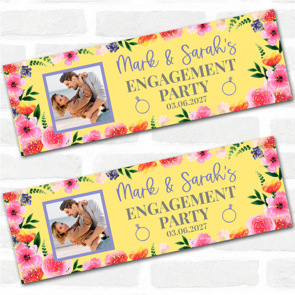 Personalised Party Banner For Engagement Party Photo Yellow Flowers