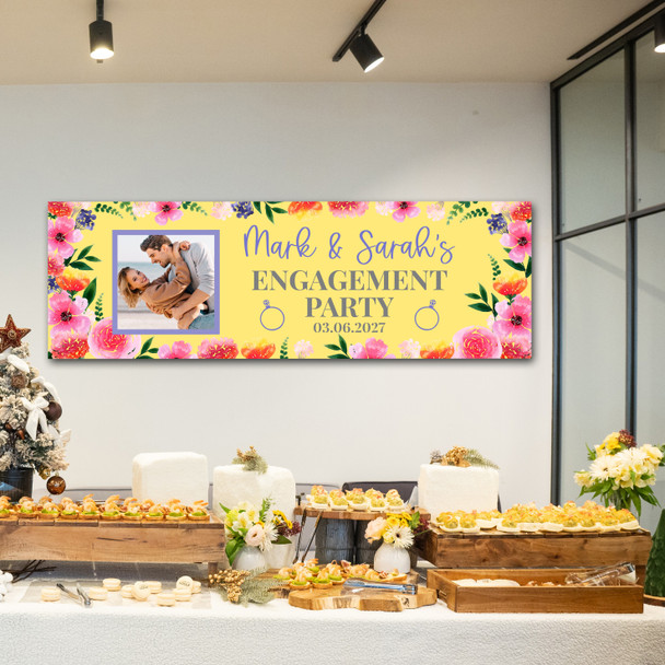 Personalised Party Banner For Engagement Party Photo Yellow Flowers