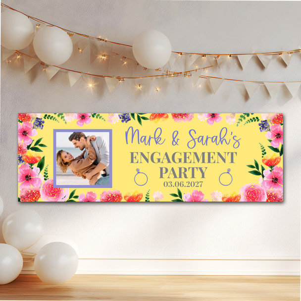 Personalised Party Banner For Engagement Party Photo Yellow Flowers