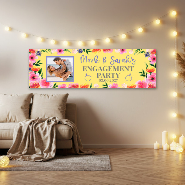 Personalised Party Banner For Engagement Party Photo Yellow Flowers
