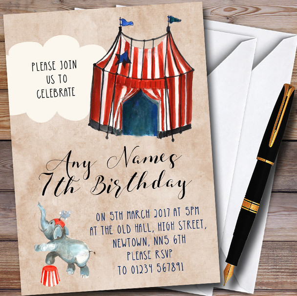 Vintage Big Top Circus Personalised Childrens Birthday Party