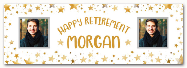 Personalised Party Banner For Retirement Photo Gold Star