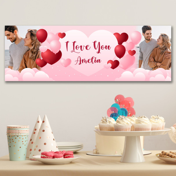 Personalised Party Banner For Valentine's Day Decoration I Love You Photo Heart