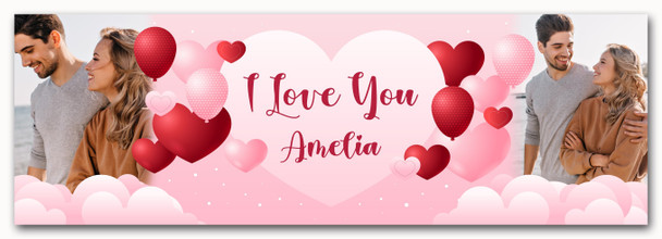 Personalised Party Banner For Valentine's Day Decoration I Love You Photo Heart