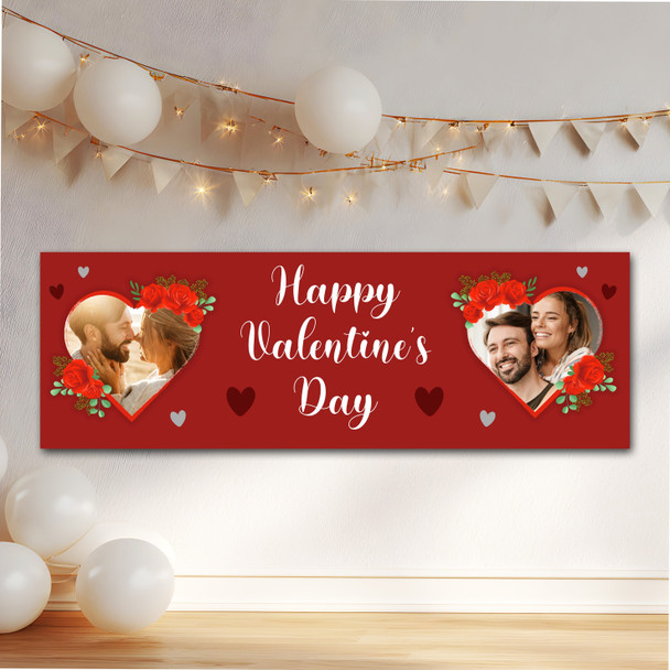 Personalised Party Banner For Valentine's Day Photo Red Rose Heart