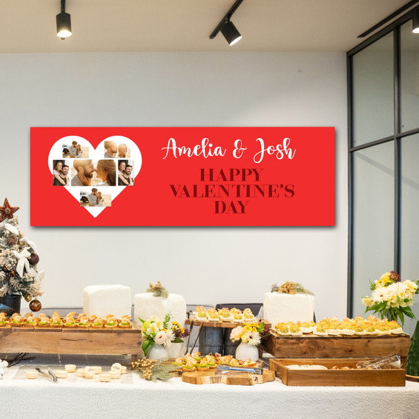 Personalised Party Banner For Valentine's Day Photo White Heart Red