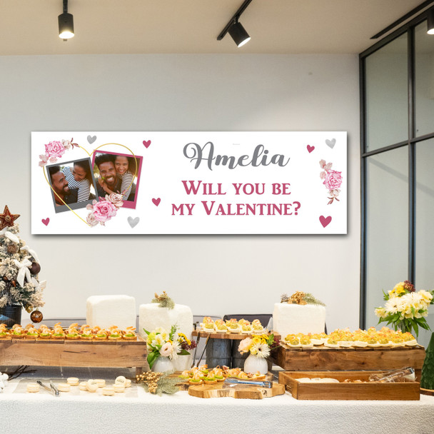 Personalised Party Banner For Valentine's Day Will You Be My Photo Heart