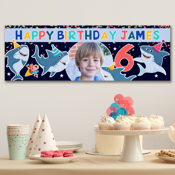 Personalised Party Banner For Kids Birthday Kids Birthday Sealife Sharks