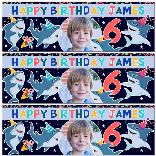 Personalised Party Banner For Kids Birthday Kids Birthday Sealife Sharks