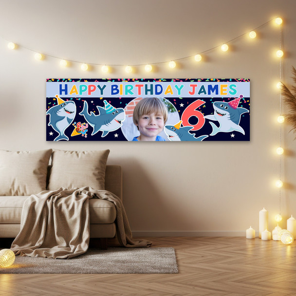 Personalised Party Banner For Kids Birthday Kids Birthday Sealife Sharks