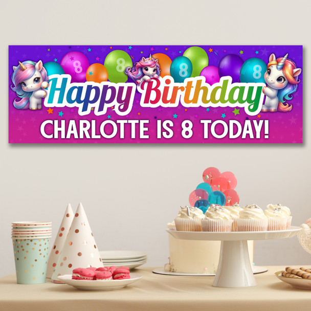 Personalised Party Banner For Kids Birthday Unicorns
