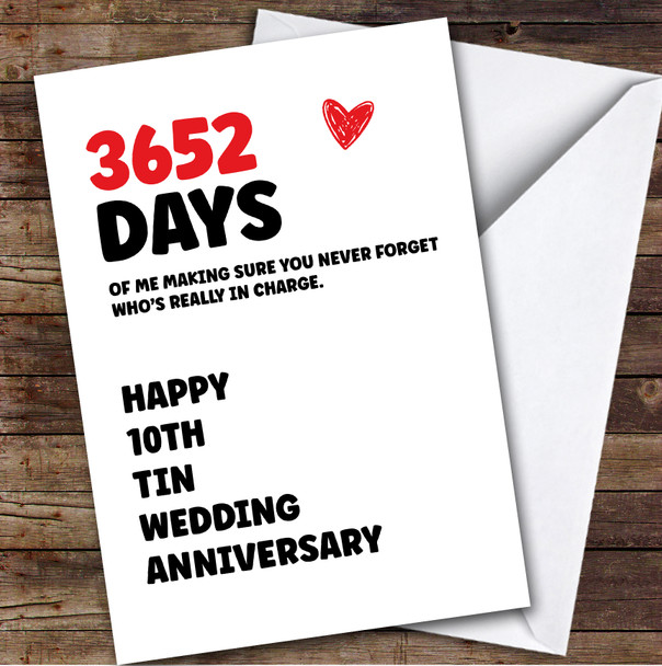 10th Wedding Anniversary Card Personalised Really In Charge