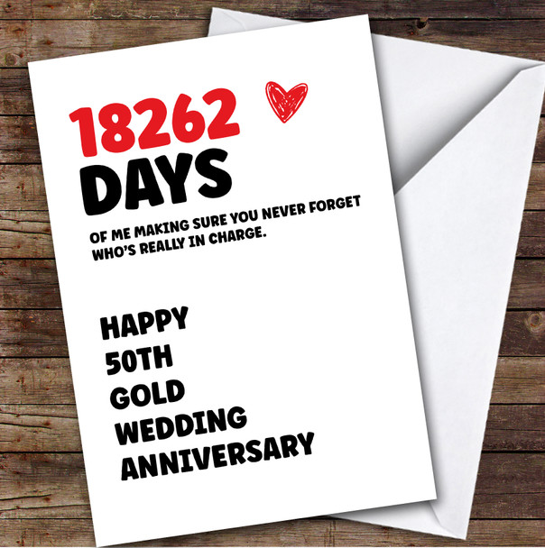 50th Wedding Anniversary Card Personalised Really In Charge