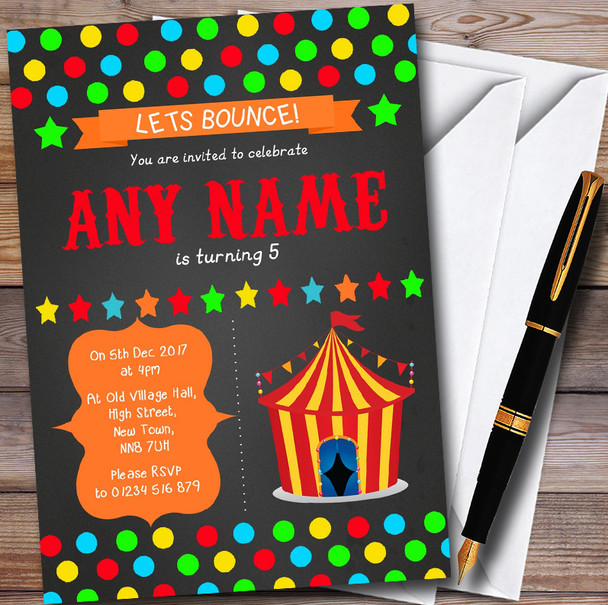 Chalk Style Circus Personalised Childrens Birthday Party Invitations