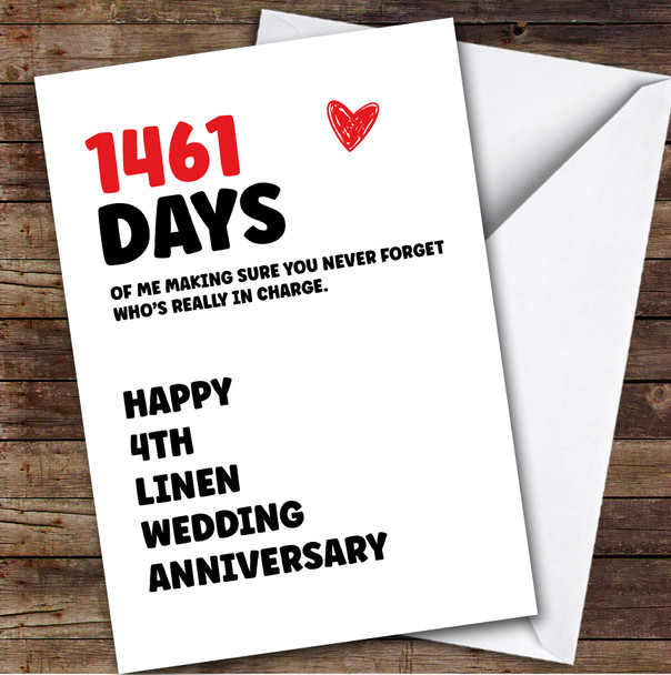 4th Wedding Anniversary Card Personalised Really In Charge