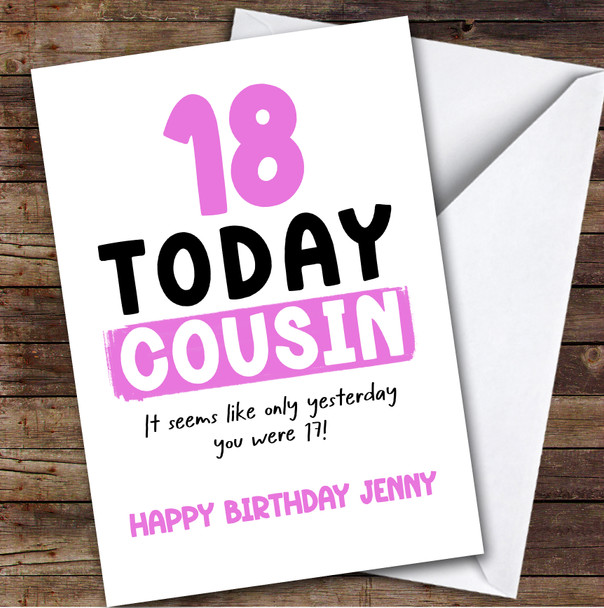 18th Birthday Card Personalised Female Cousin
