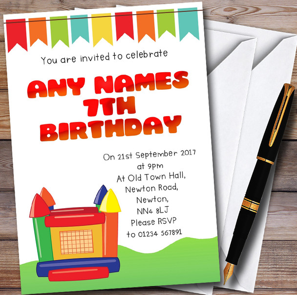 Bouncy Castle Personalised Childrens Birthday Party Invitations