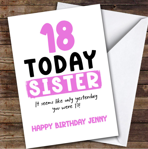 18th Birthday Card Personalised Sister