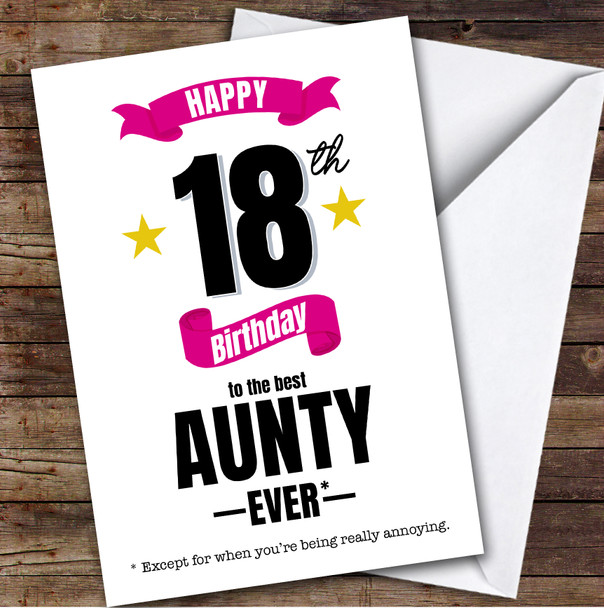 18th Birthday Card Personalised The Best Aunty Ever