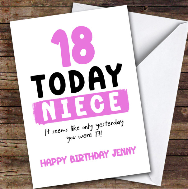 18th Birthday Card Personalised Niece
