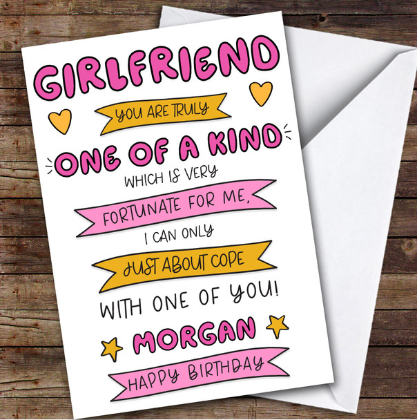 Birthday Card Personalised Girlfriend One Of A Kind Funny