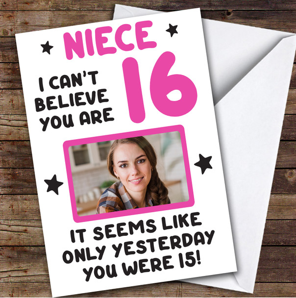 Birthday Card Personalised Niece 16th Photo Seems Like Yesterday Pink
