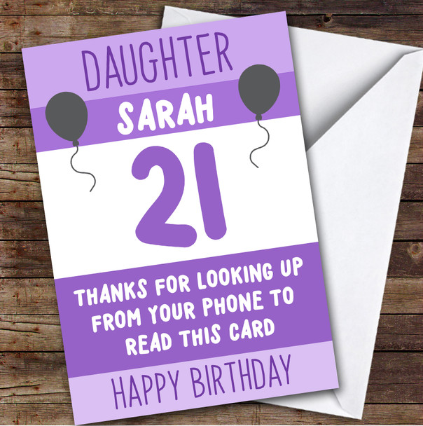 Birthday Card Personalised 21st Birthday Card Personalised Daughter Funny Phone