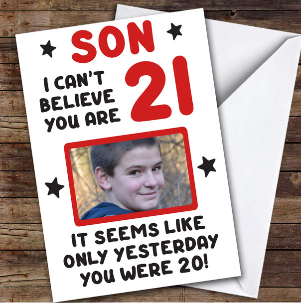 Birthday Card Personalised Son 21st Photo Seems Like Yesterday Red