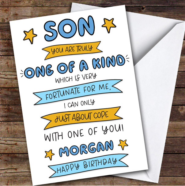 Birthday Card Personalised Son One Of A Kind Funny