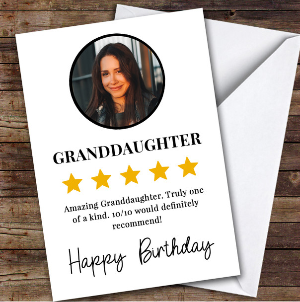 Birthday Card Personalised Granddaughter Photo Review Stars 10 Out Of 10