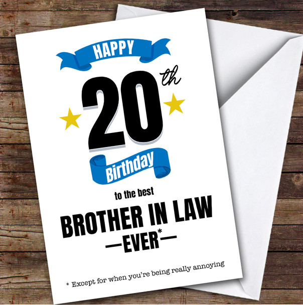 20th Birthday Card Personalised The Best Brother-In-Law Ever