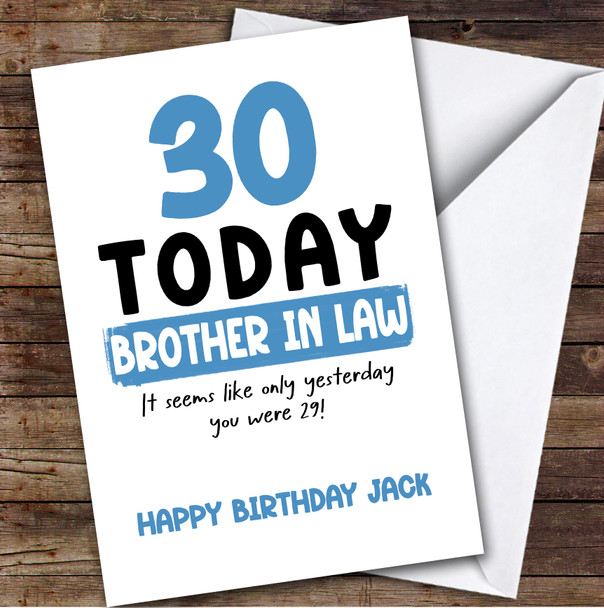 30th Birthday Card Personalised Brother-In-Law