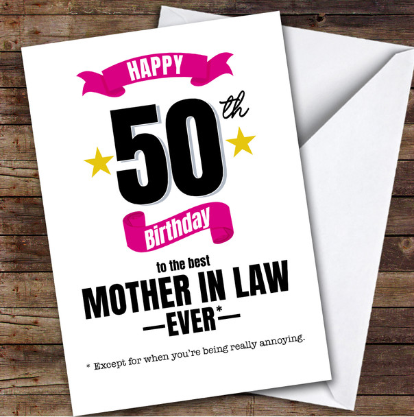 50th Birthday Card Personalised The Best Mother-In-Law Ever