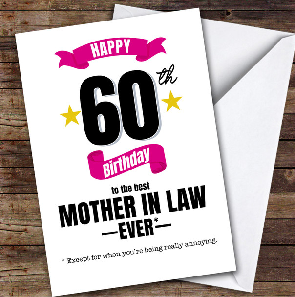 60th Birthday Card Personalised The Best Mother-In-Law Ever