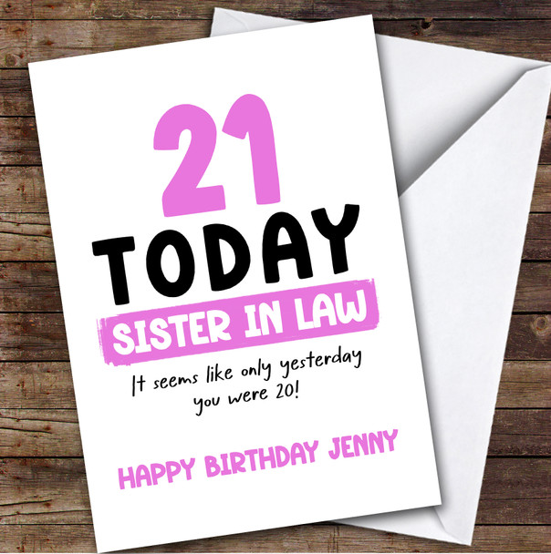 21st Birthday Card Personalised Sister-In-Law