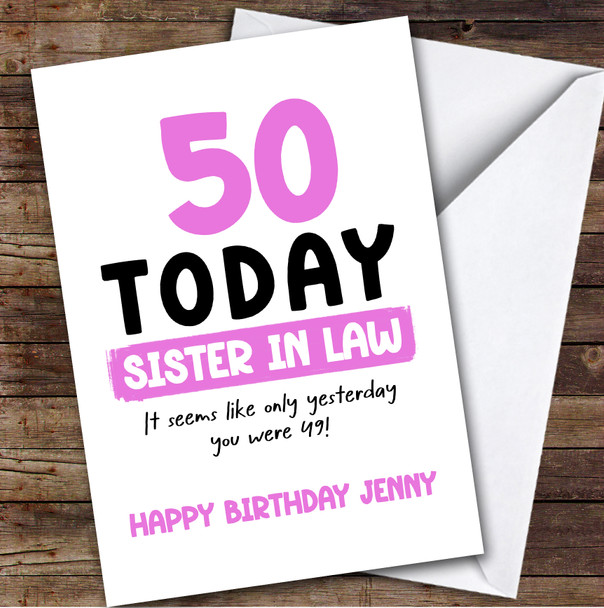 50th Birthday Card Personalised Sister-In-Law