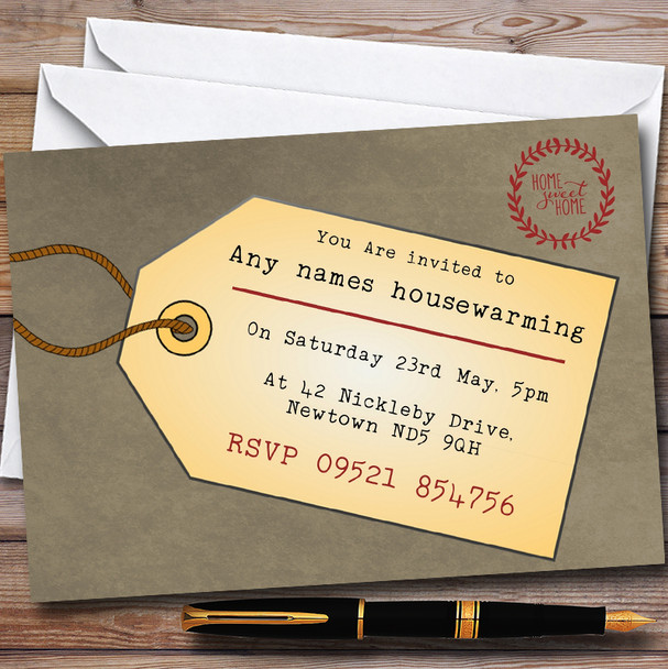 Luggage Tag Personalised Housewarming Party Invitations
