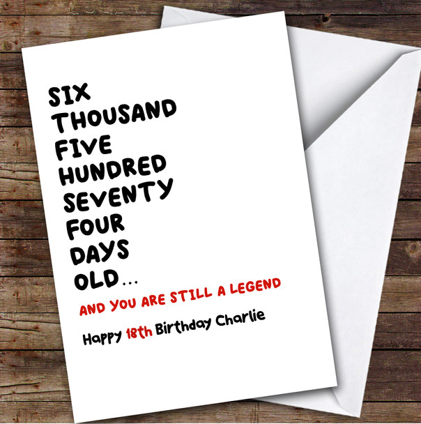 18th Birthday Card Personalised And Still A Legend