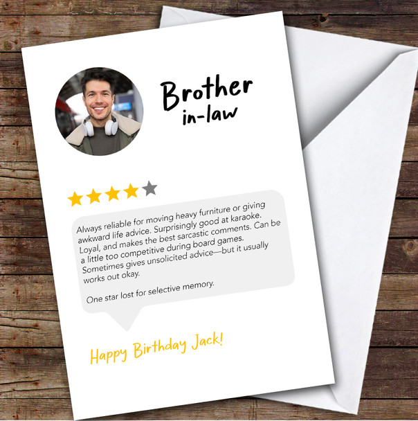 Birthday Card Personalised Brother-In-Law Funny Any Review Photo