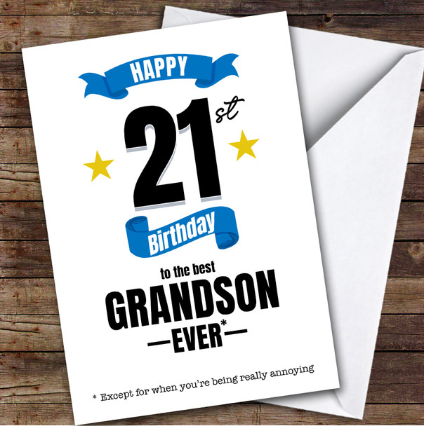 21st Birthday Card Personalised The Best Grandson Ever