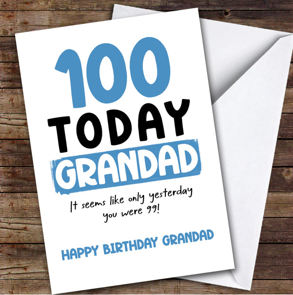 100th Birthday Card Personalised Grandad
