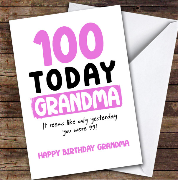 100th Birthday Card Personalised Grandma
