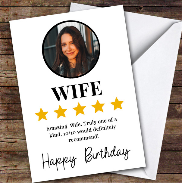 Birthday Card Personalised Wife Photo Review Stars 10 Out Of 10