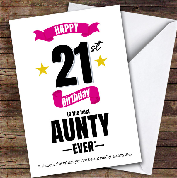 21st Birthday Card Personalised The Best Aunty Ever