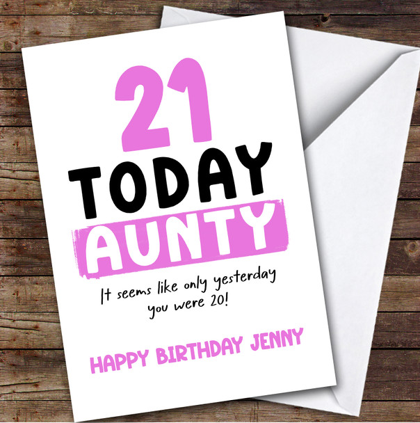 21st Birthday Card Personalised Aunty