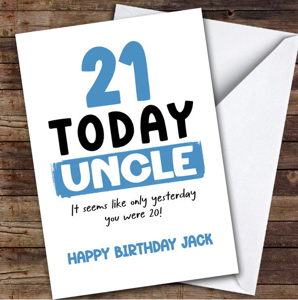 21st Birthday Card Personalised Uncle